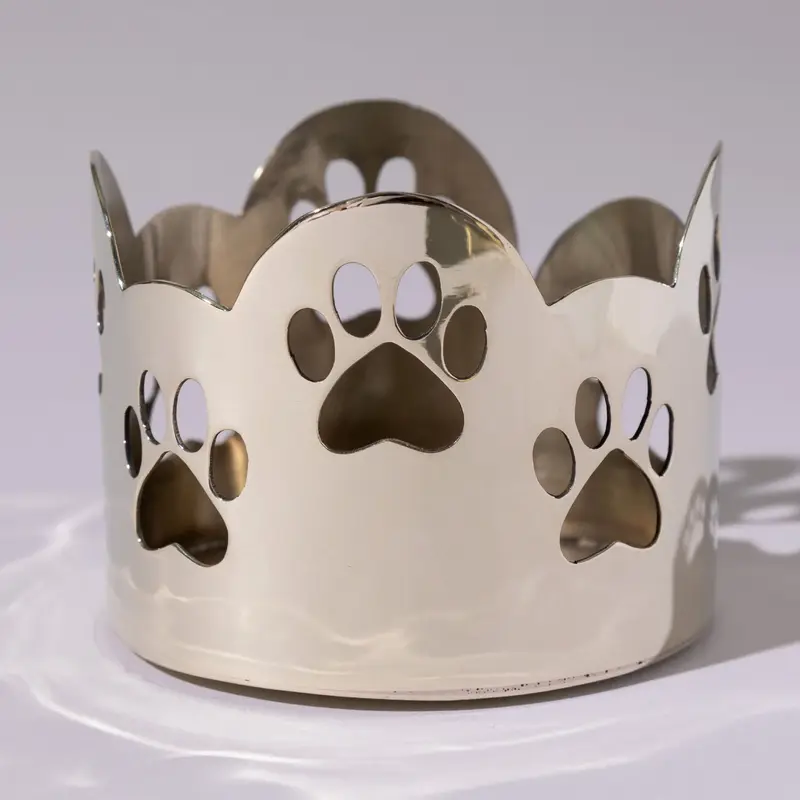Paw Print Mixed Metal Candle Holder - Brass
