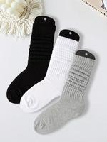 Women's 3 Pairs Solid Slouch Crew Socks, Baggy Socks, Fashion Casual Comfy Socks for Daily Outdoor Wear, Ladies Socks for All...