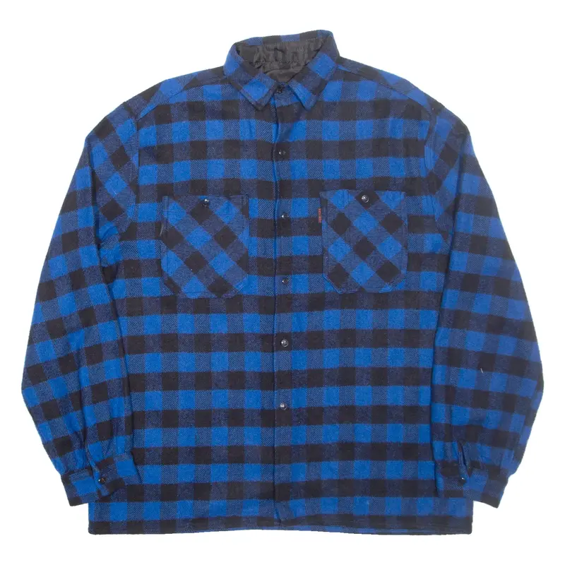 Mens Shirt Blue Check Long Sleeve M