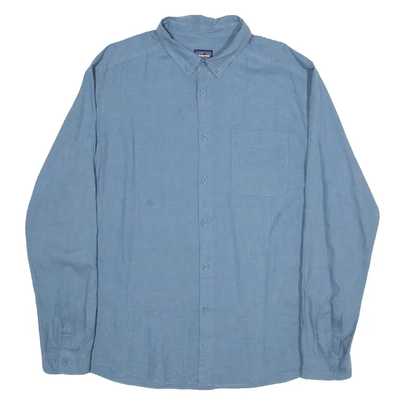 PATAGONIA Mens Plain Shirt Blue Long Sleeve XL
