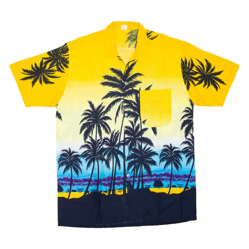 Hawaiian Shirt Yellow Floral Short Sleeve Mens S