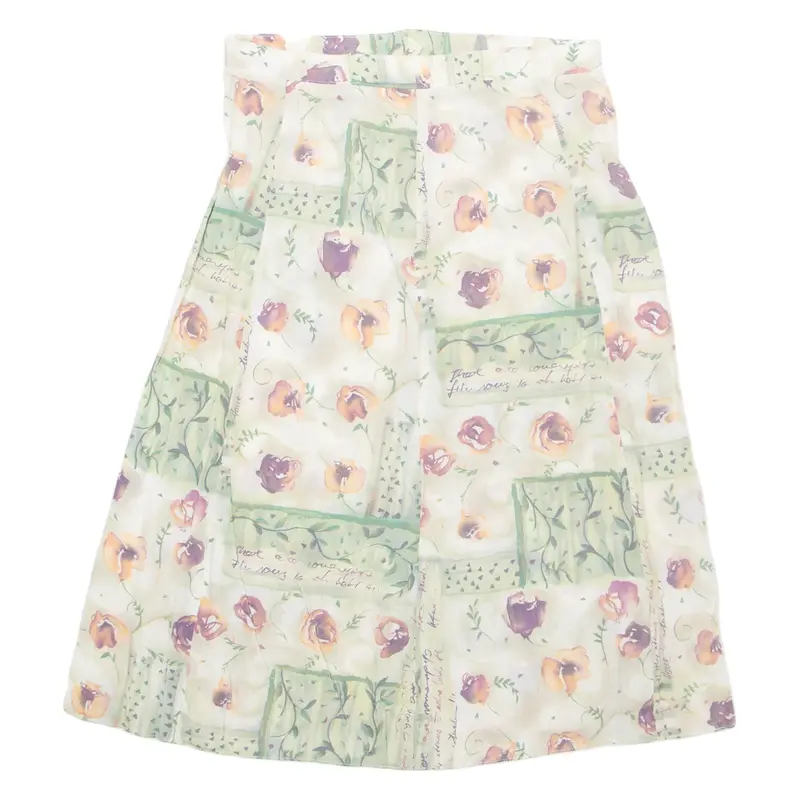 Womens A-Line Skirt Green Midi Floral M