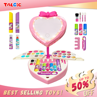 Heart-Shaped Glowing Makeup Kit with Lights Girls Toys for Toddlers, Washable Pretend Play Makeup Toys Set for Princess Dress...