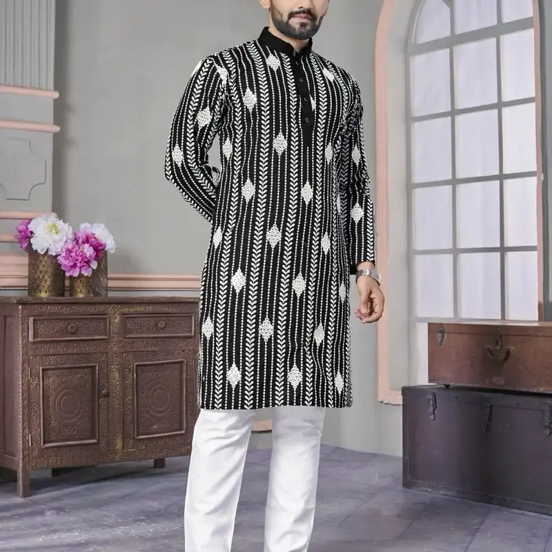 LATEST ROYAL LINEN EMROIDERY WITH SEQUENCE WORK KURTA PAYJAMA