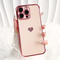 Luxury Gold Plating Cute Love Heart Case,Camera Protection,Dust-Proof Net,with Side Heart Pattern For iPhone 16 Pro Max Case ...