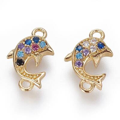Brass Micro Pave Cubic Zirconia Links