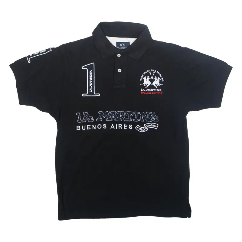 LA MARTINA Mens Polo Shirt Black L