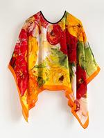 Women's Elegant Floral Print Cape Shawl, Casual Lightweight Multi-use Sun Protection Cape Shawl for Beach & Travel, Fashion A...