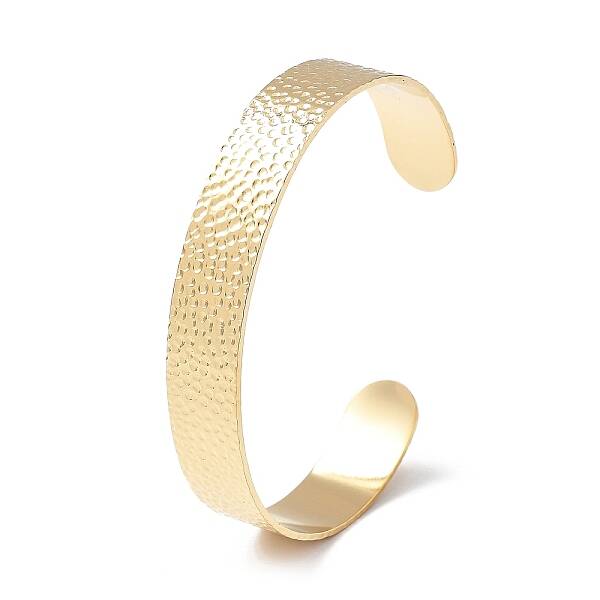 Ion Plating(IP) 304 Stainless Steel Hammered Cuff Bangles for Women