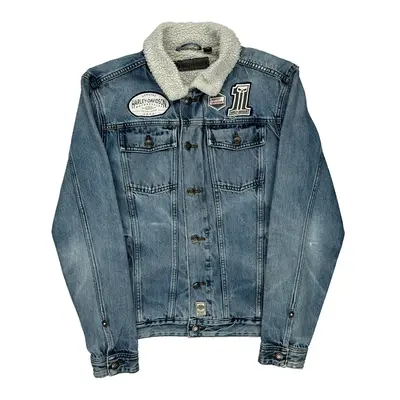 Motorcycle Harley Davidson Denim Jacket - Medium Blue Cotton