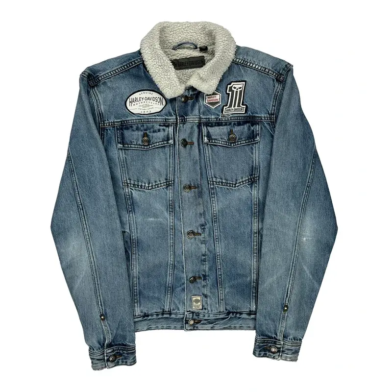 Motorcycle Harley Davidson Denim Jacket - Medium Blue Cotton