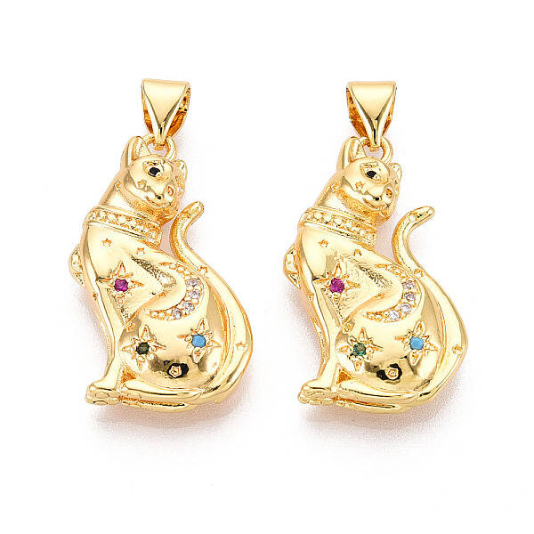 Real 18K Gold Plated Brass Micro Pave Cubic Zirconia Pendants