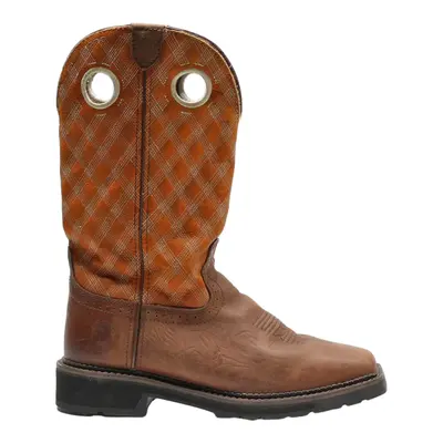 JUSTIN Cowboy Boots Brown Leather Mens UK 7.5