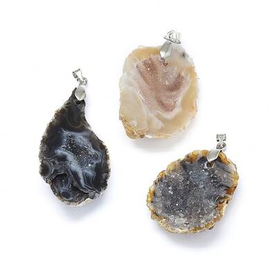 Natural Druzy Geode Agate Pendants