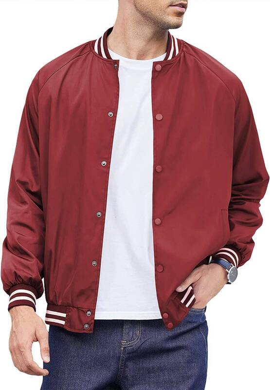 Varsity Lightweight Baseball Bomber Jackets (US Only), Wine Red / M