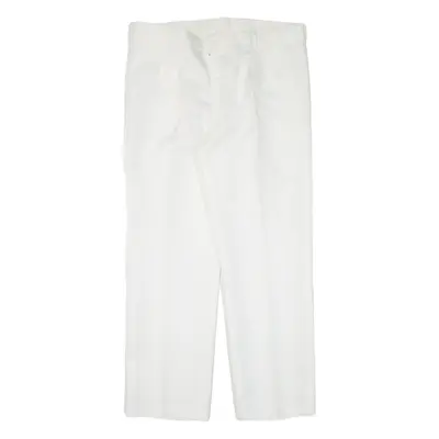 YOUNG LINE Pleated Womens Trousers White Regular Straight W34 L27