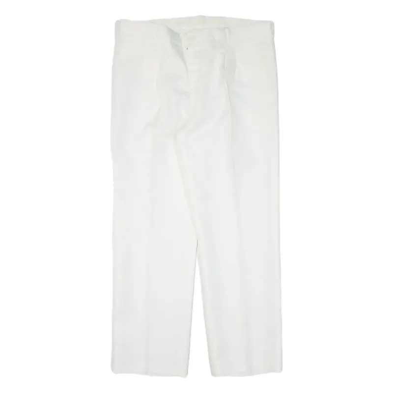 YOUNG LINE Pleated Womens Trousers White Regular Straight W34 L27