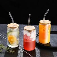 Glass Cup, 1 Count Clear Iced Tea Cup with Lid & Straw, Can Shaped Glass Cups for Iced Coffee, Cute Tumbler Cups Great for So...
