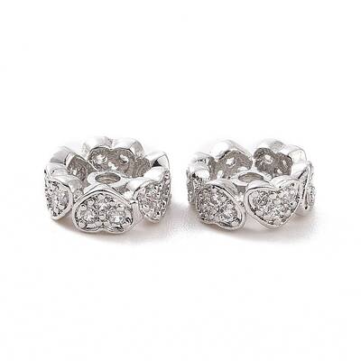 Brass Micro Pave Cubic Zirconia Spacer Beads