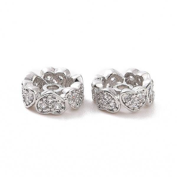 Brass Micro Pave Cubic Zirconia Spacer Beads