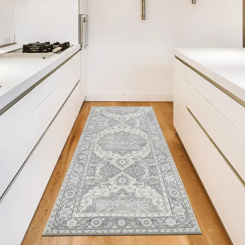 Liquid Proof Rug Runner For Kitchen & Hallways Non Skid  Area Rugs for Living Room No Crease Machine Washable Family & Pet Fr...