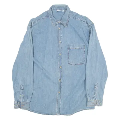 DISNEY Mens Denim Shirt Blue Long Sleeve XL