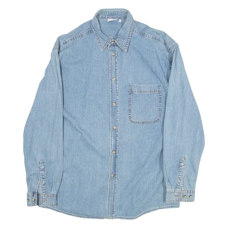 DISNEY Mens Denim Shirt Blue Long Sleeve XL