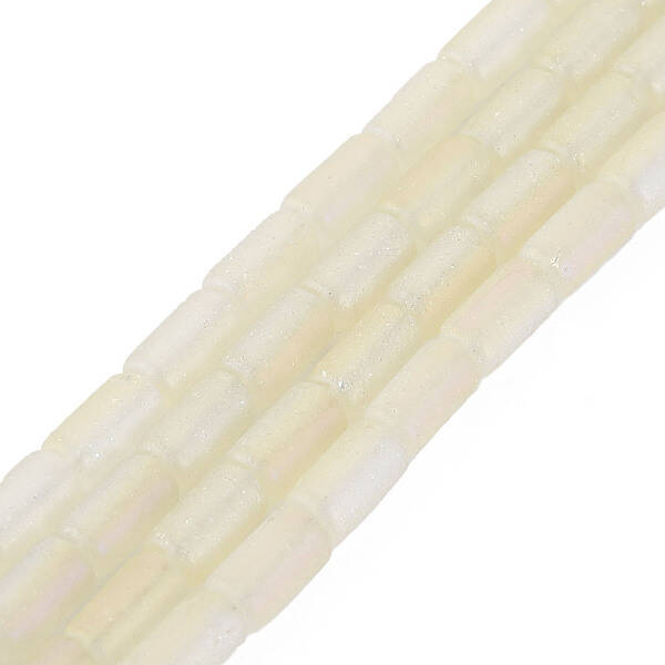 Electroplate Frosted Transparent Glass Beads Strands