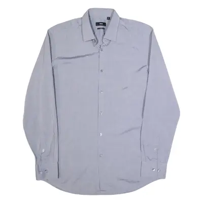HUGO BOSS Slim Fit Mens Plain Shirt Blue Long Sleeve M
