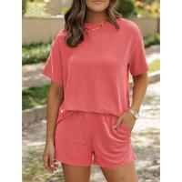 2025 Summer Fashion Ribbed Casual Set New Striped Short Sleeve Top and Shorts Two-Piece Set