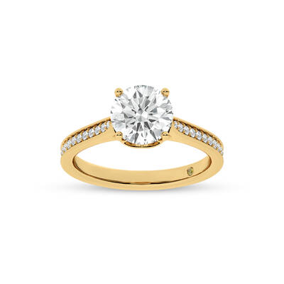 Taos Hidden Halo Round Lab Grown Diamond Engagement Ring | 18K Yellow Gold 2 3/4 CT. TW.