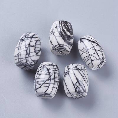 Natural Black Silk Stone/Netstone Beads