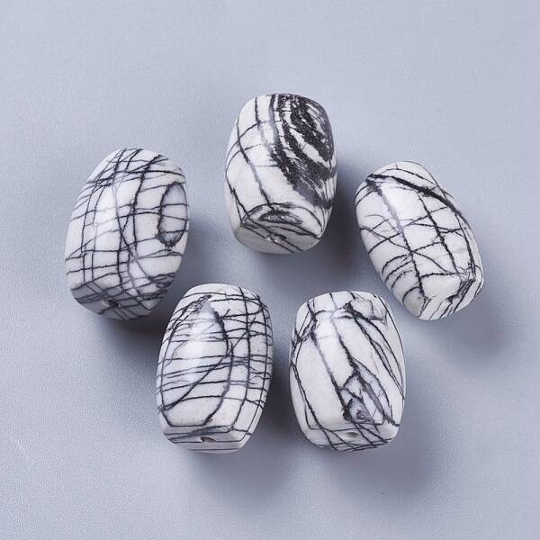 Natural Black Silk Stone/Netstone Beads
