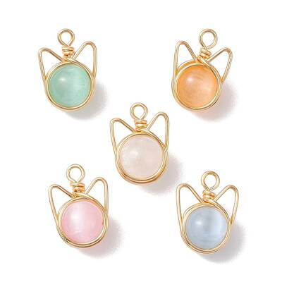 Natural Selenite Dyed Round Bead Pendants