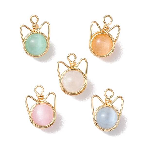 Natural Selenite Dyed Round Bead Pendants