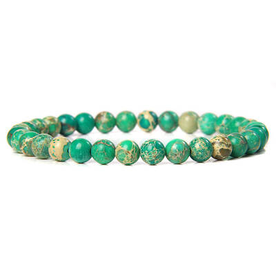 Synthetic Imperial Jasper Round Beaded Stretch Bracelet