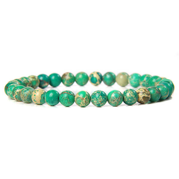 Synthetic Imperial Jasper Round Beaded Stretch Bracelet