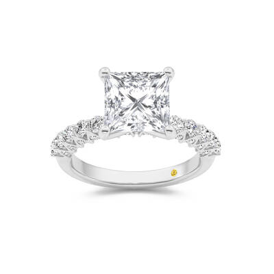 Verda Art Deco Inspired V-Prong Princess Cut Lab Grown Diamond Engagement Ring | 18K White Gold 4 1/4 CT. TW.