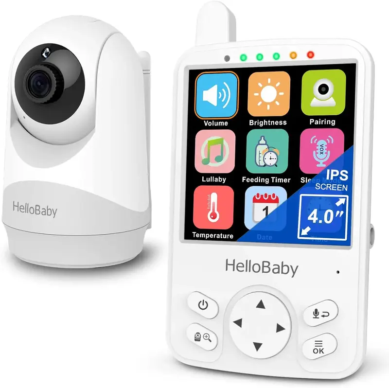 HelloBaby Video Baby Monitor, 4'' Screen, Long Range 1000ft, Privacy Guaranteed, 2-Way Talk, Temp Sensor - Ideal for Parents ...