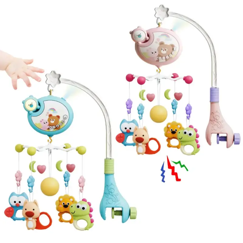 Baby Bed Bell Toy with Random Color Accessories, 1 Count Multifunctional Music Rotating Bedside Bell, Newborn Baby Soothing T...