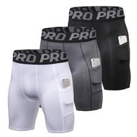 Compression Shorts Men's 3 Pack Anti-Chafing Underwear Base Layer Quick Dry Running Shorts with Phone Pockets for Workout and...