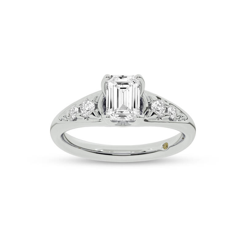 Lyon Tapered Pavé Emerald Cut Lab Grown Diamond Engagement Ring | 18K White Gold 2 3/4 CT. TW.