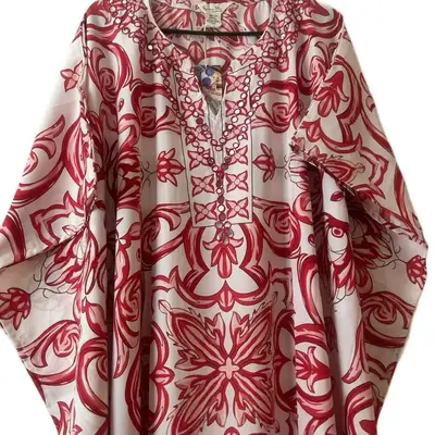 2025 New Kaftan Dresses Free Size Women's Casual Wear Comfortable Fit for All Occasions Summer Beach Vacations at Home Red Fl...