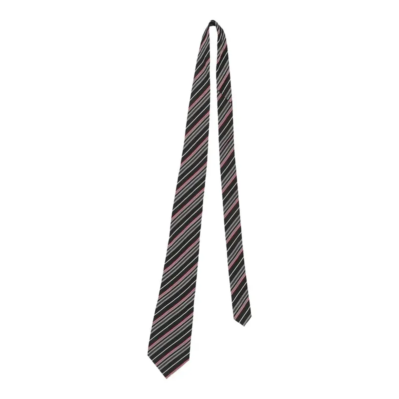 Stafford Striped Tie - Medium Black Cotton