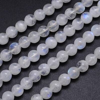 Natural Rainbow Moonstone Round Bead Strands