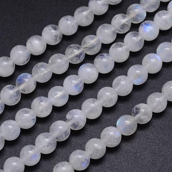Natural Rainbow Moonstone Round Bead Strands
