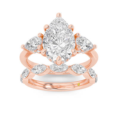 Celestia Lab Grown Pear Shaped Diamond Engagement Ring with The Elara Wedding Band | 18K Rose Gold 2 5/8 ct. tw.