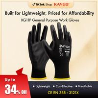 KAYGO Safety Work Gloves PU Coated-12 Pairs, KG11P, Seamless Knit Glove with Polyurethane Coated Smooth Grip on Palm&Fingers,...