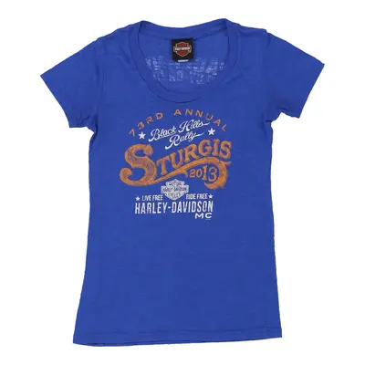 Badlands Harley Davidson Graphic T-Shirt - Small Blue Cotton