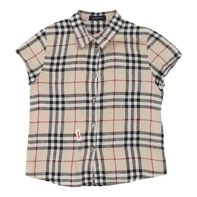 8 Years Burberry Novacheck Short Sleeve Shirt - Small Beige Cotton | Size: small